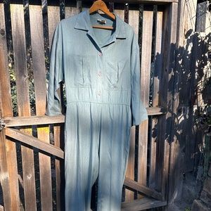 Vintage Raw Silk Naturelle Jumpsuit George Georgiou 1990s Small Minimalist